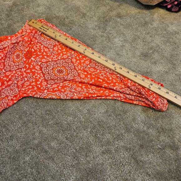 Lila Rose Size Small S Boho Blouse Top Red Rayon Spandex Boho Tunic Scoop Neck - Picture 9 of 9